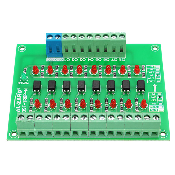 PLC Signal Level Converter 8 Channel 5V TO 24V Optocoupler Isolation Module NPN Output