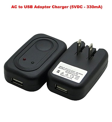 AC to USB Adapter Charger (5VDC - 330mA)
