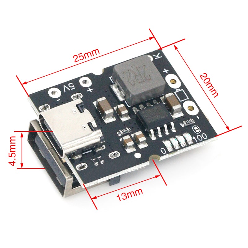 Power Bank Module Type-C USB (5V-2A) Step Up Boost Converter with USB Charger
