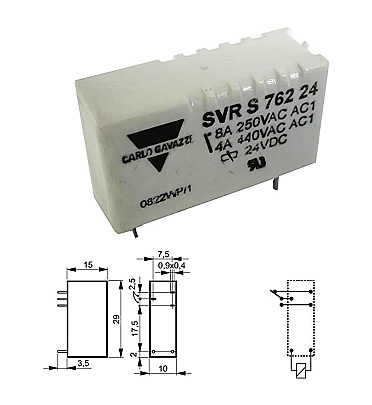 Relay 5pin (24VDC - 8A) CARLO GAVAZZI (SVR S 76224)