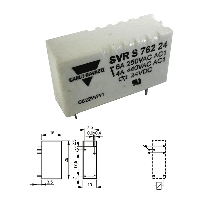 Relay 5pin (24VDC - 8A) CARLO GAVAZZI (SVR S 76224)