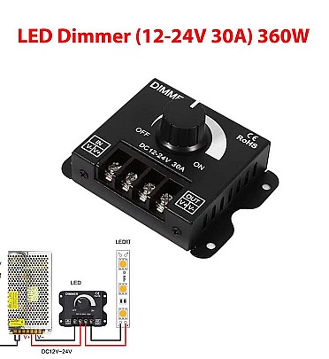 LED Dimmer (12-24V 30A) 360W - Plastic Casing