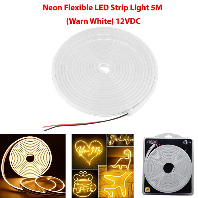 Neon Flexible LED Strip Light 5M (Warm White) 12VDC