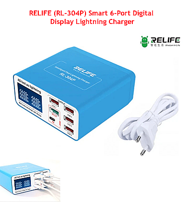 RELIFE (RL-304P) Smart 6-Port Digital Display Lightning Charger