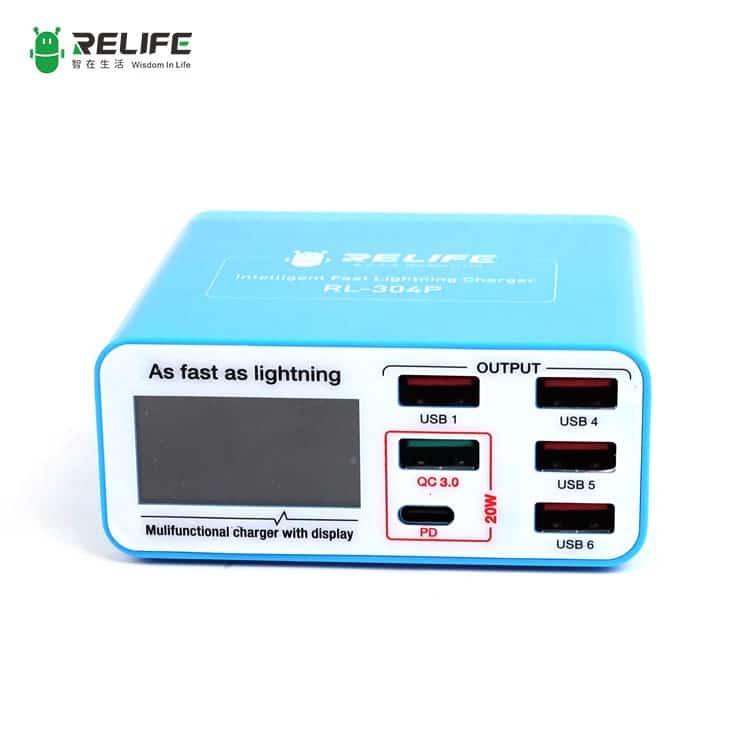 RELIFE (RL-304P) Smart 6-Port Digital Display Lightning Charger