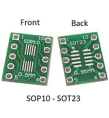 SMD Adapter PCB Board  SSOP/SOP TO DIP (SOP10 - 0.5mm)-(SOT23-0.95MM)