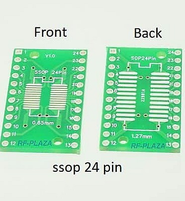 SMD Adapter PCB Board  SSOP/SOP TO DIP (SSop24 - 0.65mm)-(SOP24-1.27MM)