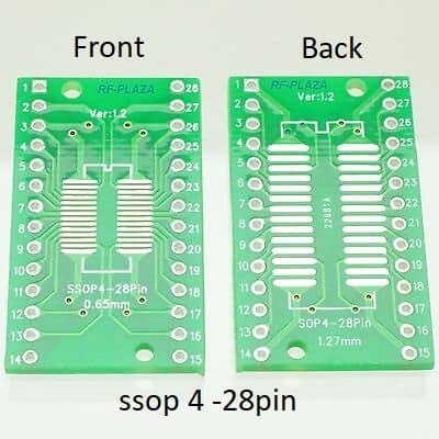SMD Adapter PCB Board  SSOP/SOP TO DIP (SSop28 - 0.65mm)-(SSOP28-1.27MM)