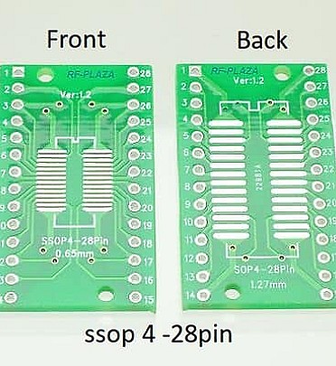 SMD Adapter PCB Board  SSOP/SOP TO DIP (SSop28 - 0.65mm)-(SSOP28-1.27MM)