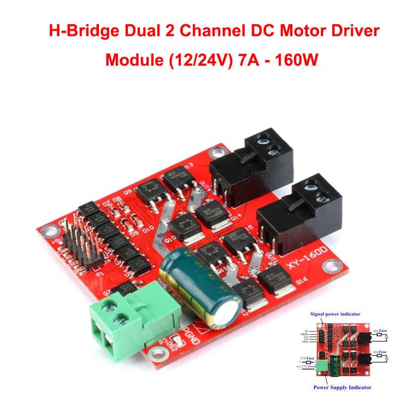 H-Bridge Dual Channel DC Motor Driver Module (12/24V) 7A - 160W For Arduino