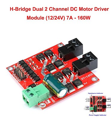 H-Bridge Dual Channel DC Motor Driver Module (12/24V) 7A - 160W For Arduino