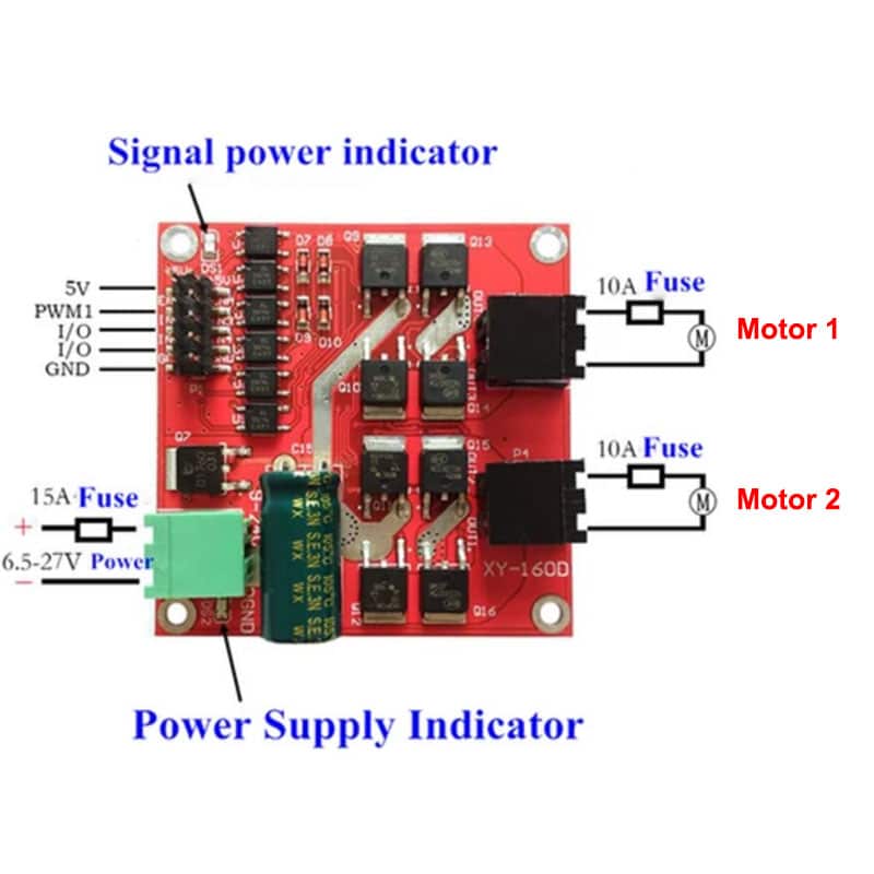 H-Bridge Dual Channel DC Motor Driver Module (12/24V) 7A - 160W For Arduino