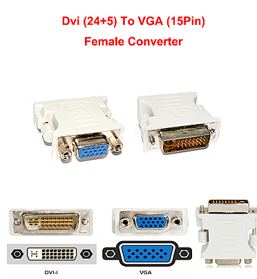 Dvi (24+5) To VGA (15Pin) Female Converter (Black)