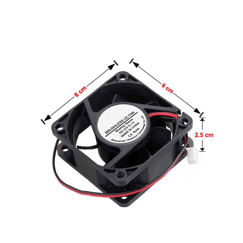 FAN 12V (6x6x2.5 cm) With Jst 2pin (New)