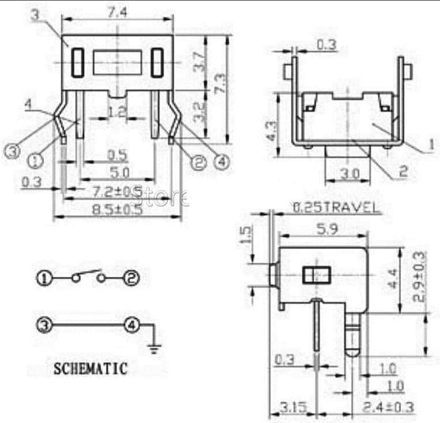 Push Button Tact Switch Right Angle (3*6*4.3mm) with Bracket Tactile