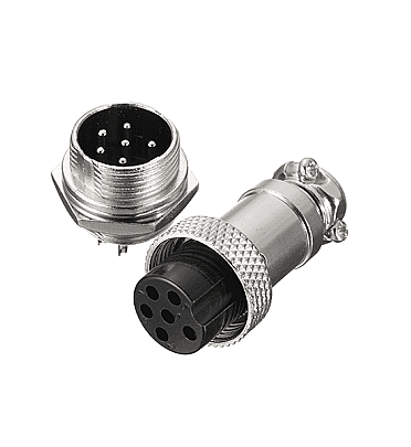 GX16 - 6 Pole Metal Male Female Panel Connector