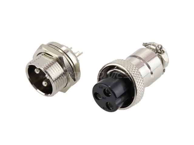 GX16 - 3 Pole Metal Male Female Panel Connector