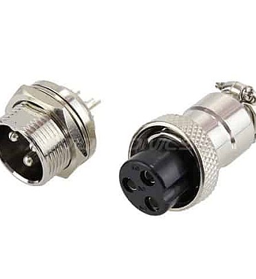 GX16 - 3 Pole Metal Male Female Panel Connector