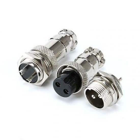 GX16 - 2 Pole Metal Male Female Panel Connector