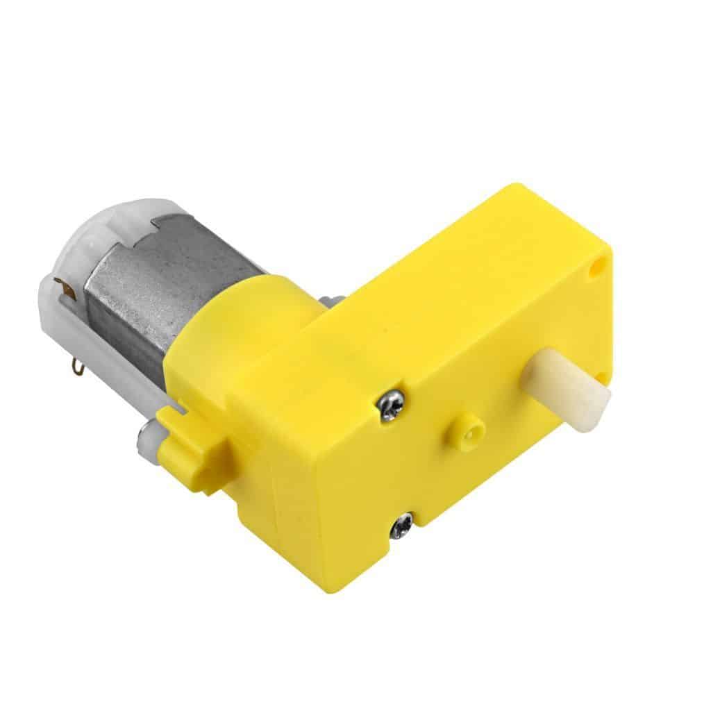Yellow DC Gearbox Motor L Shape (90°) With Wheel For Robot