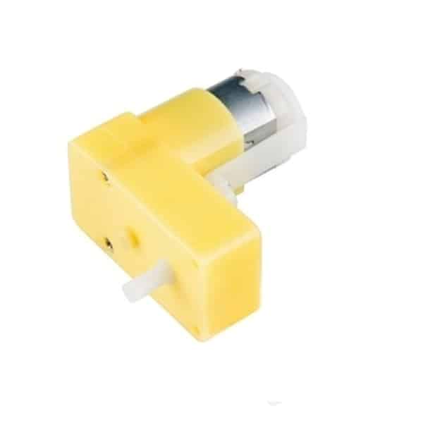 Yellow DC Gearbox Motor L Shape (90°) With Wheel For Robot