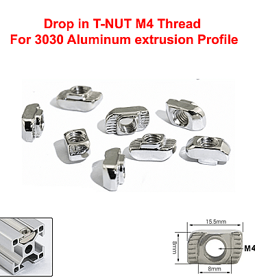 Drop in T-NUT M4 Thread For 3030 Aluminum extrusion Profile