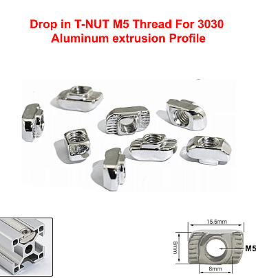 Drop in T-NUT M5 Thread For 3030 Aluminum extrusion Profile