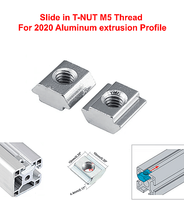 Slide in T-NUT M5 Thread For 2020 Aluminum extrusion Profile