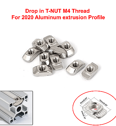 Drop in T-NUT M4 Thread For 2020 Aluminum extrusion Profile