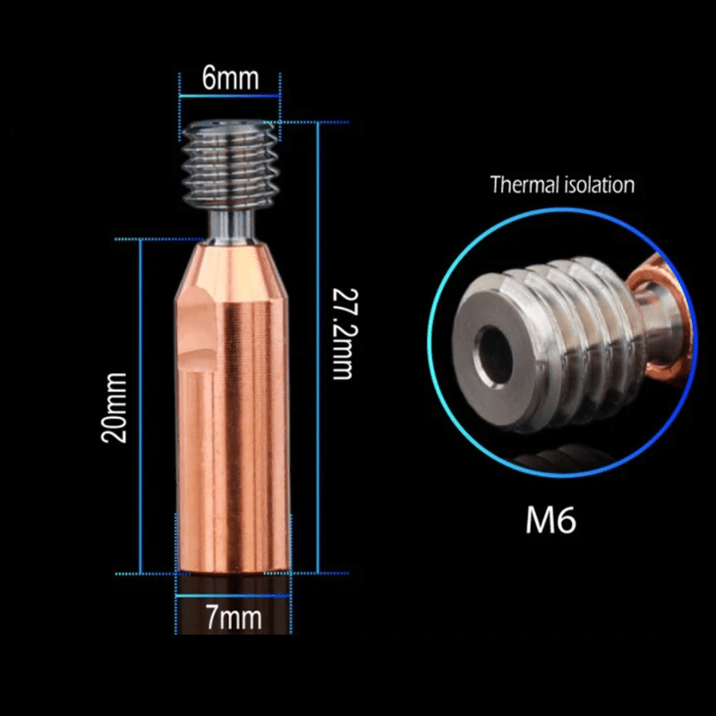 Heatbreak Copper& Stainless Steel Throat 1.75MM For 3D Printer CR-10 Ender3/5 Hotend