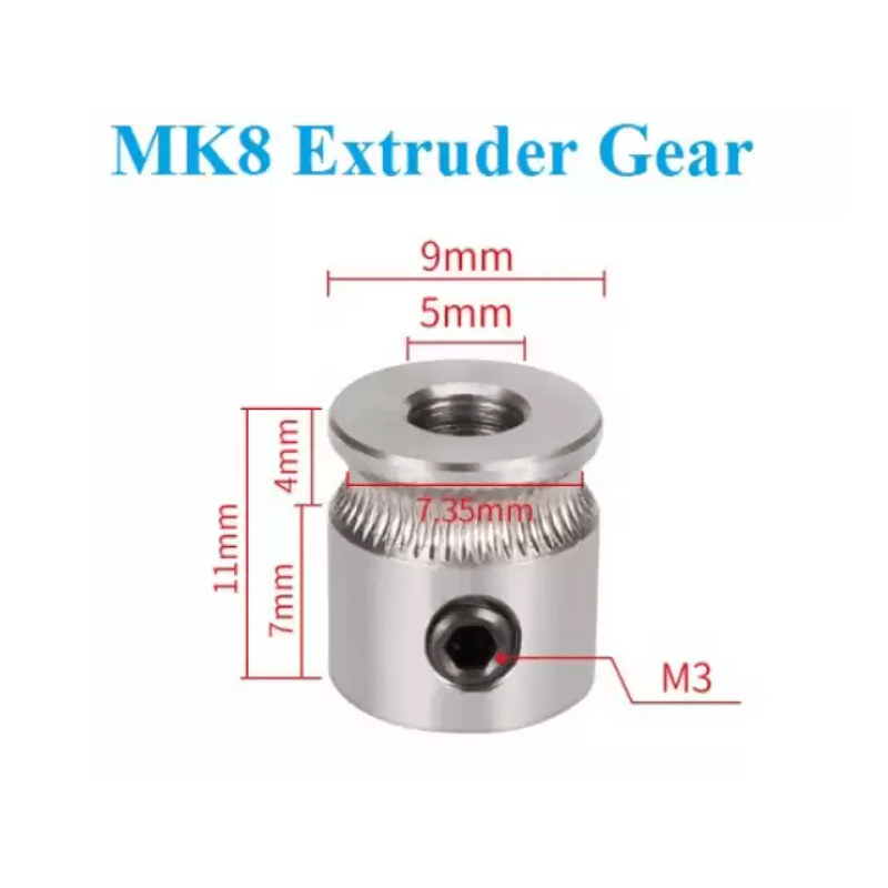 MK8 Drive Gear For 1.75mm & 3mm Filament (Shaft 5mm) 3D Printer