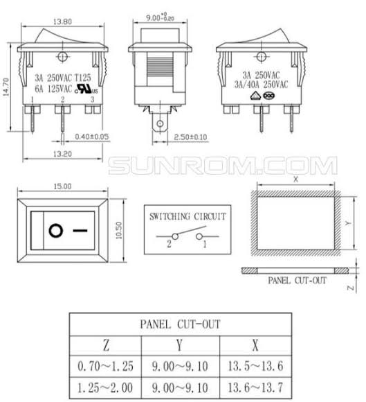 Mini On-Off Switch (AC250V-3A) (2 Pin) KCD11