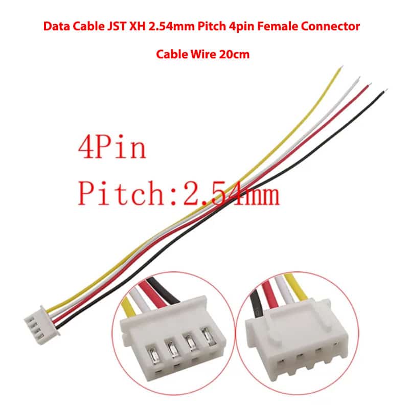 Data Cable JST XH 2.54mm Pitch 4pin Female Connector Cable Wire 20cm