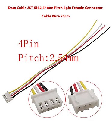 Data Cable JST XH 2.54mm Pitch 4pin Female Connector Cable Wire 20cm