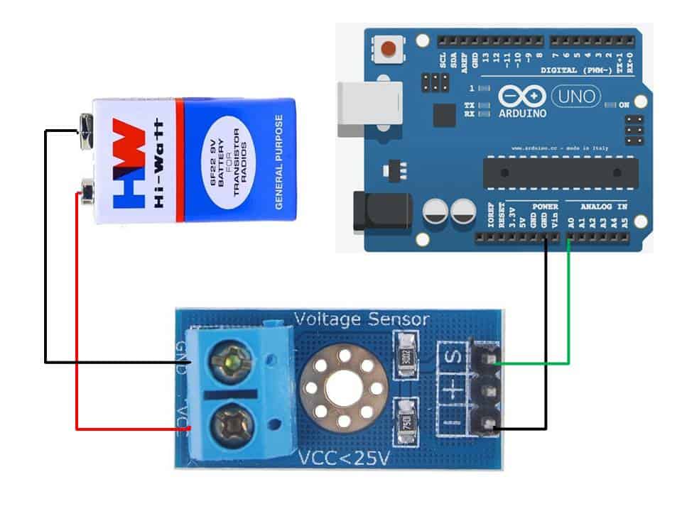 DC Voltage Sensor Module (0-25V) for Arduino