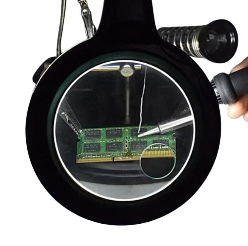 Advanced Desk Lamp Magnifying Glass With Third-Hand Iron Soldering Base (TE-802)