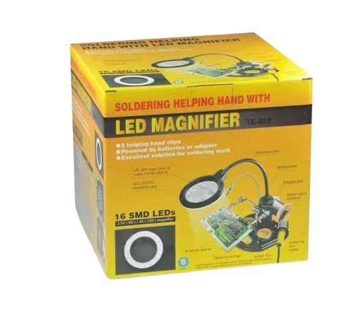 Advanced Desk Lamp Magnifying Glass With Third-Hand Iron Soldering Base (TE-802)