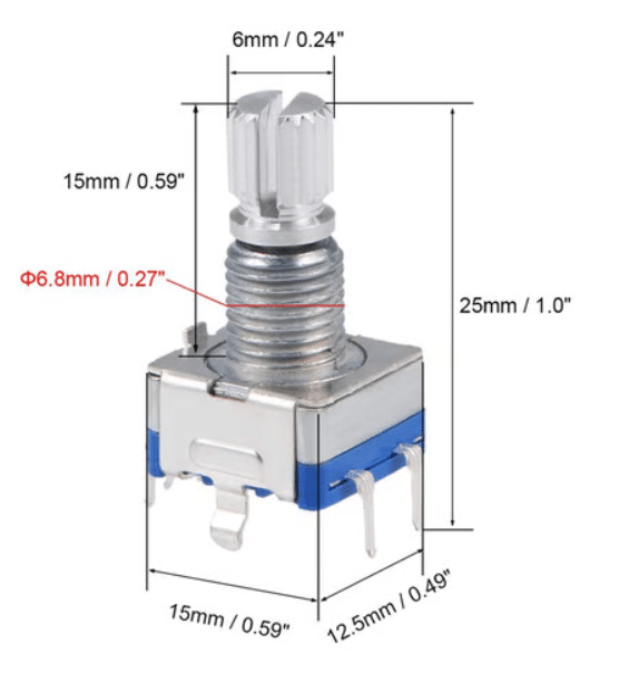 Rotary Encoder With Push Button Switch EC11 (5pin-15mm) Green