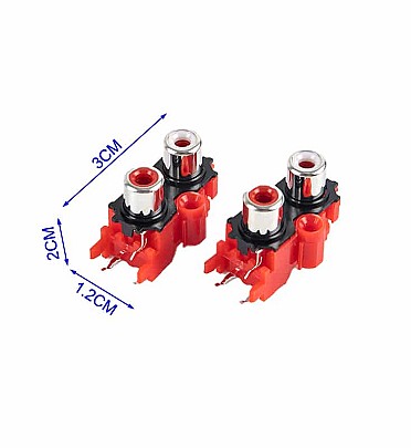RCA Female Jack Socket Audio Video AV (2 Hole) - Pcb Mount Red