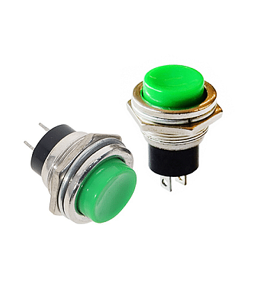 Round Push Button N.O (2Pin) Metal key (16MM) Green