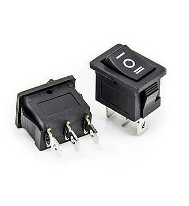Rocker Switch ON-OFF-ON (6A,250VAC) (KCD1)