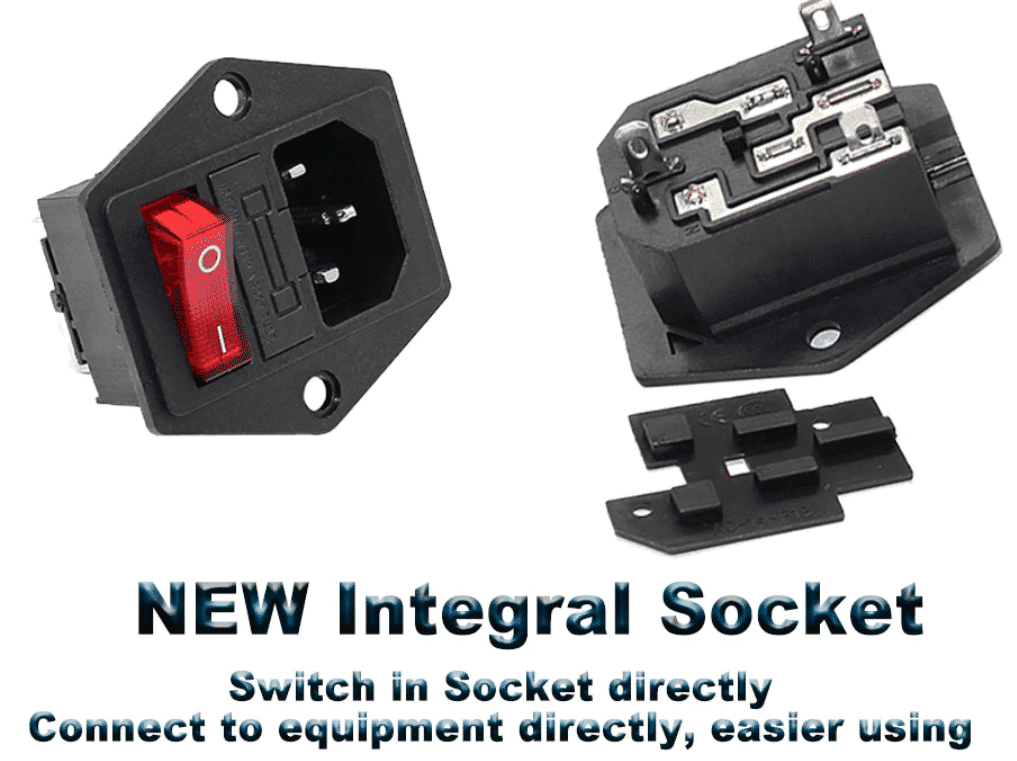 AC Power Socket Panel Mount Inlet With Fuse Holder And Switch (AC-01A)