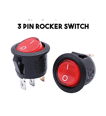 Round Rocker Switch ON-OFF With Lamp 3Pin