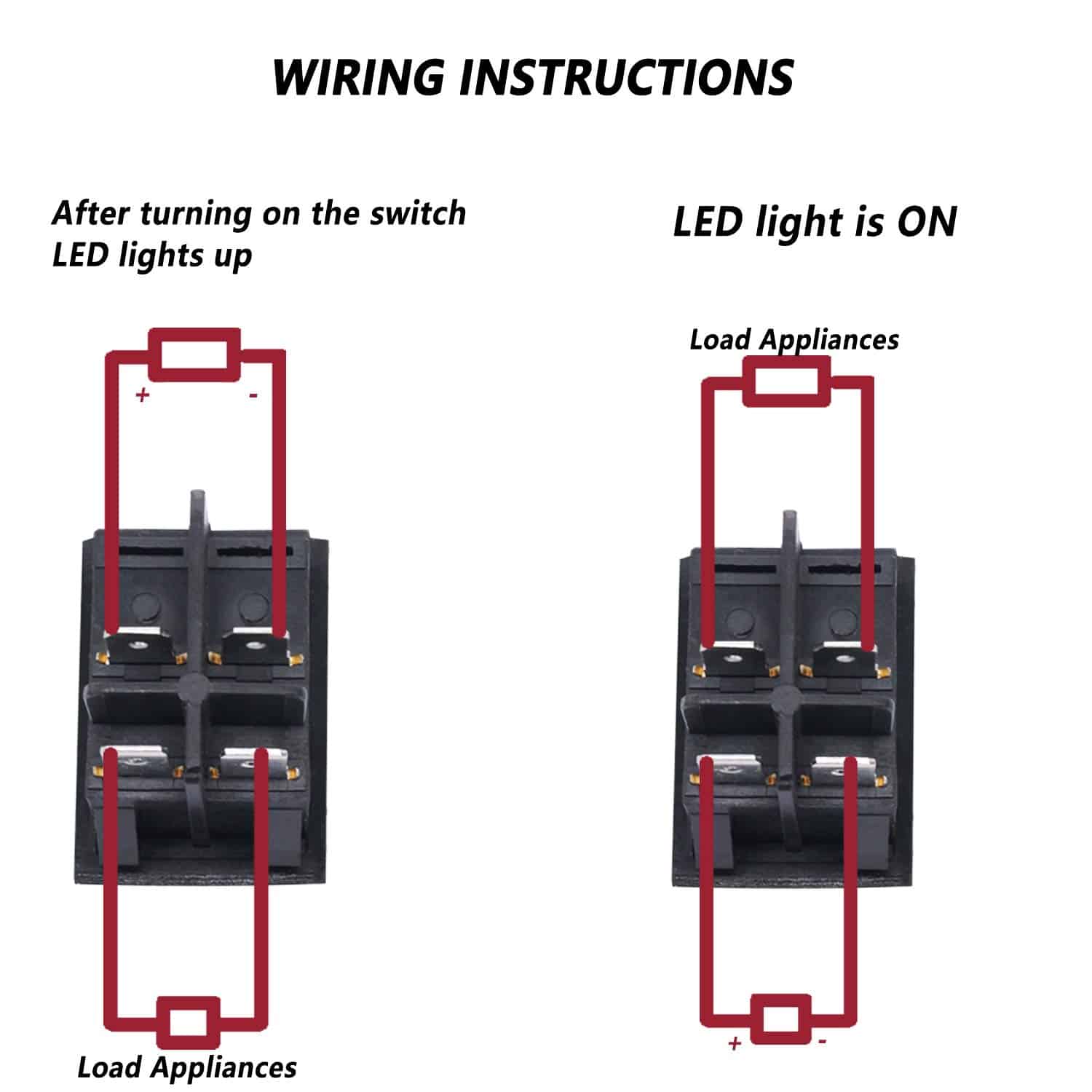 AC Switch ON/OFF 4Pin With Light (KCD4) Red