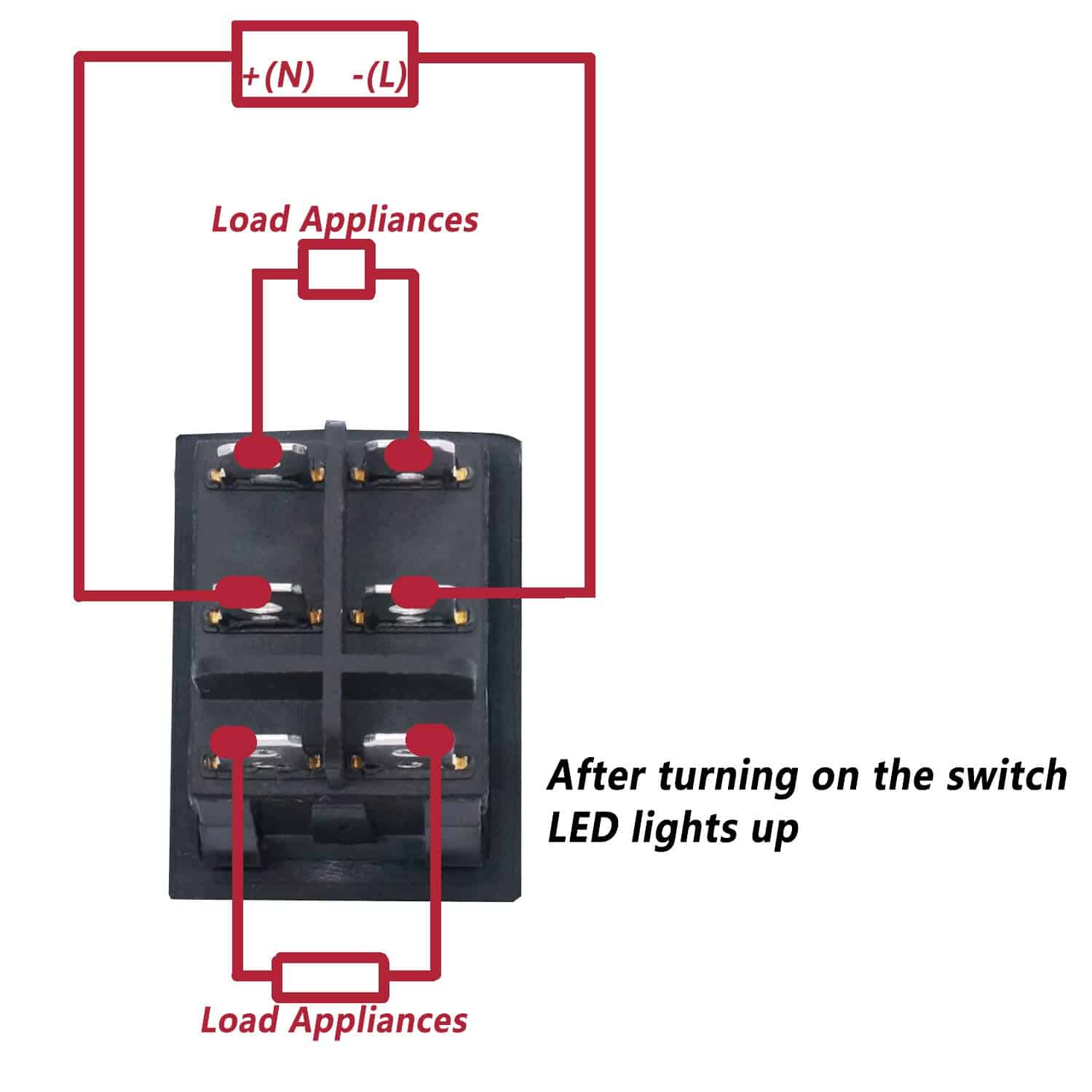 Rocker AC Switch ON/OFF/ON 6Pin (KCD4)
