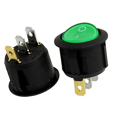 Round Rocker Switch ON-OFF With Lamp 3Pin (Green)