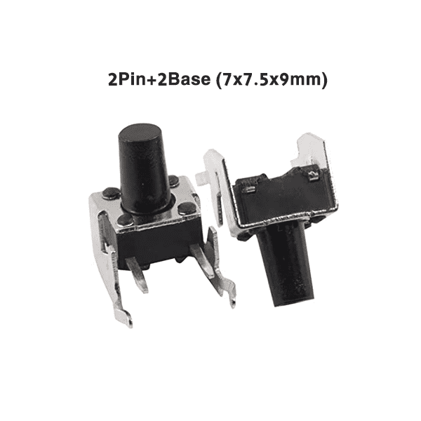 Push Button Long Right Angle 2Pin+2Base (7x7.5x6mm)