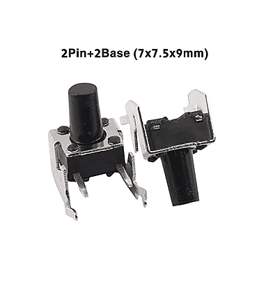 Push Button Long Right Angle 2Pin+2Base (7x7.5x6mm)
