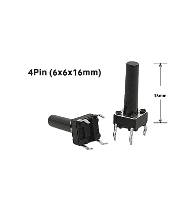 Push Button Long 4Pin (6x6x16mm)