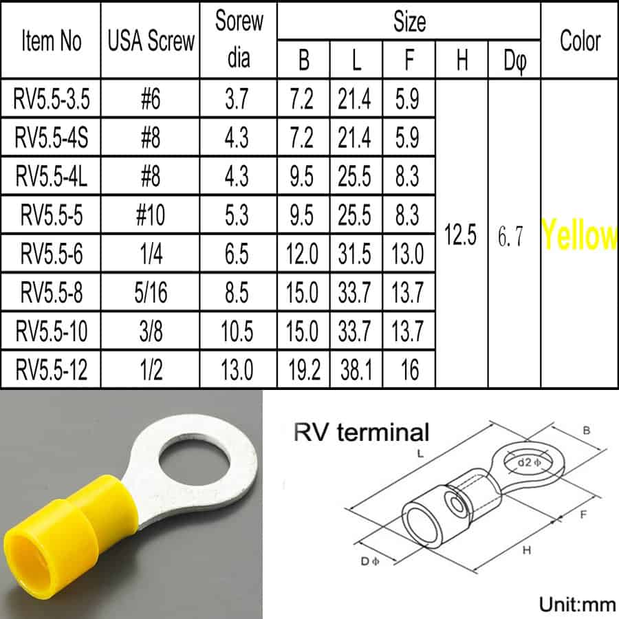 Ring Terminal Insulated Yellow(RV5.5-10)